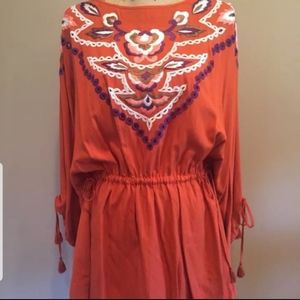 Embroidered Free People Dress Batwing style NWT